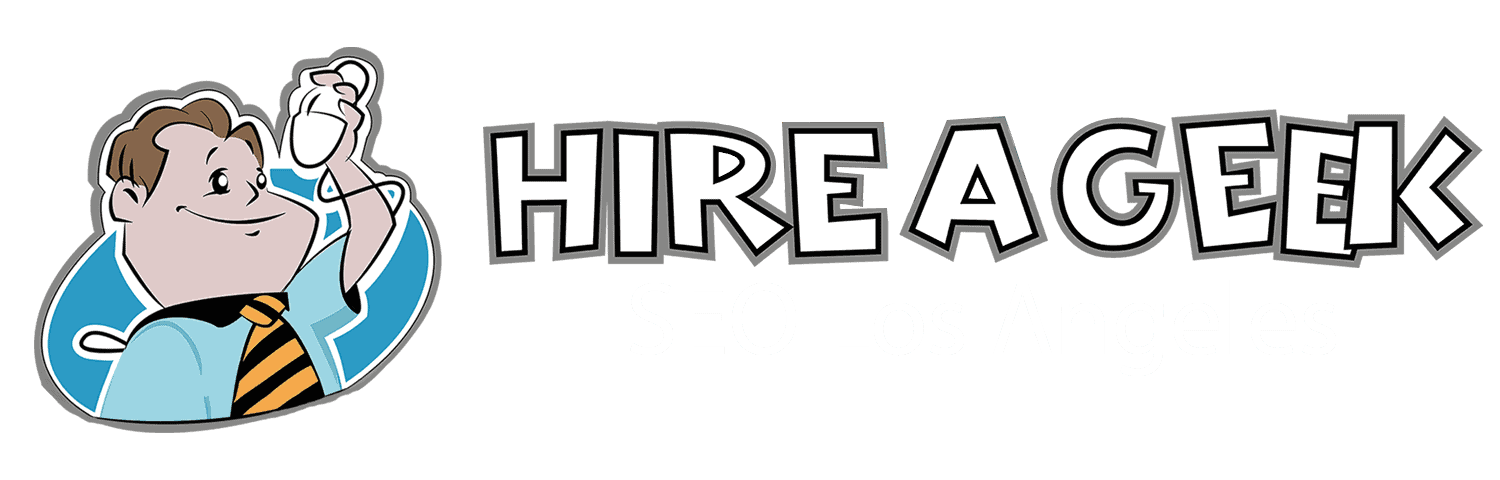 Hire a Geek - Full Logo - SEO Los Angeles - White - LOSSY