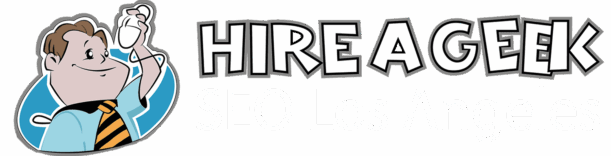 Hire a Geek - Full Logo - SEO Los Angeles - White - LOSSY